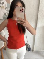 Turuncu Never Triko Bluz - Görsel 2