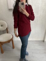 Bordo Polo Yaka Sweatshirt - Görsel 2