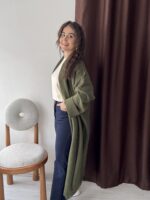Yumoş Yeşil Uzun Hırka
