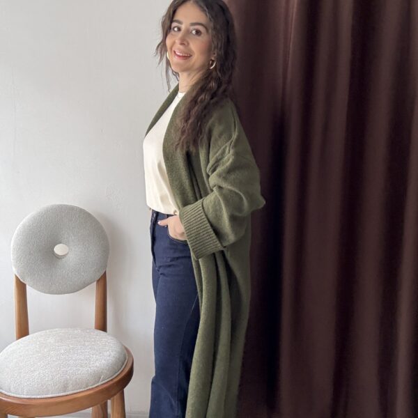 Yumoş Yeşil Uzun Hırka
