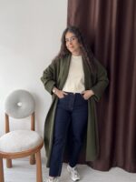 Yumoş Yeşil Uzun Hırka - Görsel 4