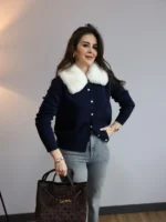 Lacivert Kürklü Hırka