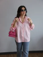 Pembe - Beyaz Çizgili Gömlek