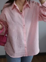 Pembe - Beyaz Çizgili Gömlek - Görsel 2